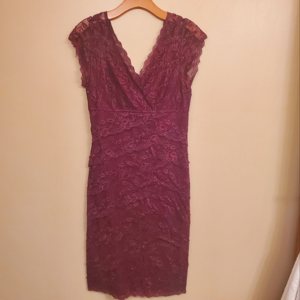 MARINA Maternity Maroon Lace Cocktail Dress Size 4